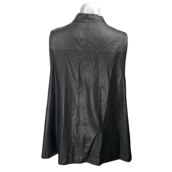 Odbo Women's Black Faux Vegan Leather Sleeveless High Neck Tunic Tank Top Size S - Picture 2 of 4